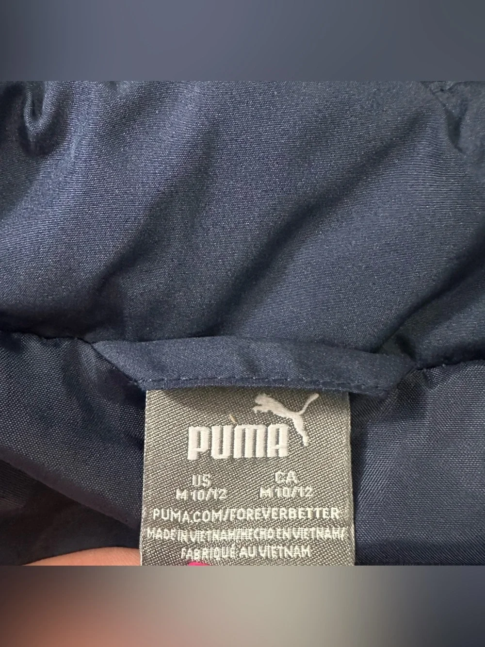 Puma Boys Medium 10/12 Blue Puffer Vest Full Zip Insulated Youth Jacket